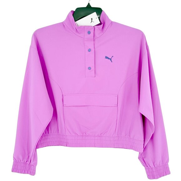 NWT Puma Women's Ripstop Pullover Relaxed Fit Wild Berry Lightweight Jacket Sz M - Picture 1 of 12